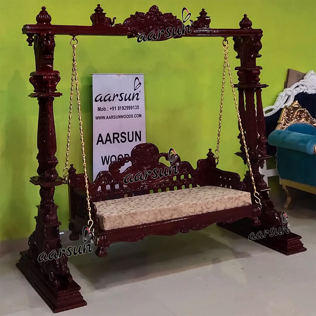 Amazing Indoor Indian Swing with Animal Carvings view 3
