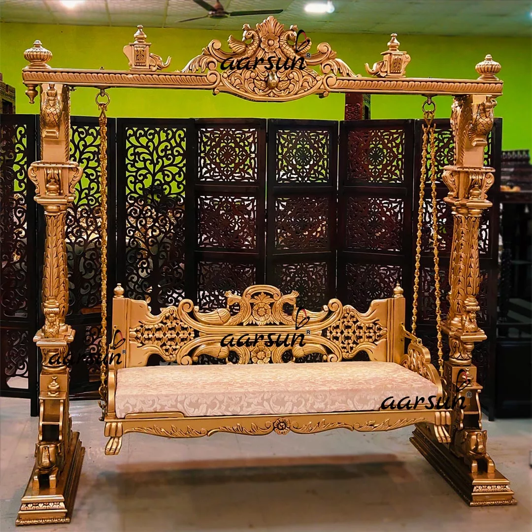 Antique Gold Painted Handcrafted Jhula view 3