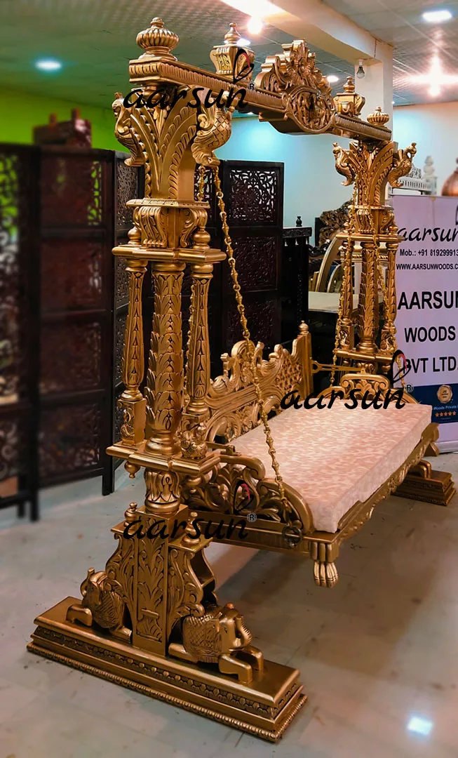 Antique Gold Painted Handcrafted Jhula view 4