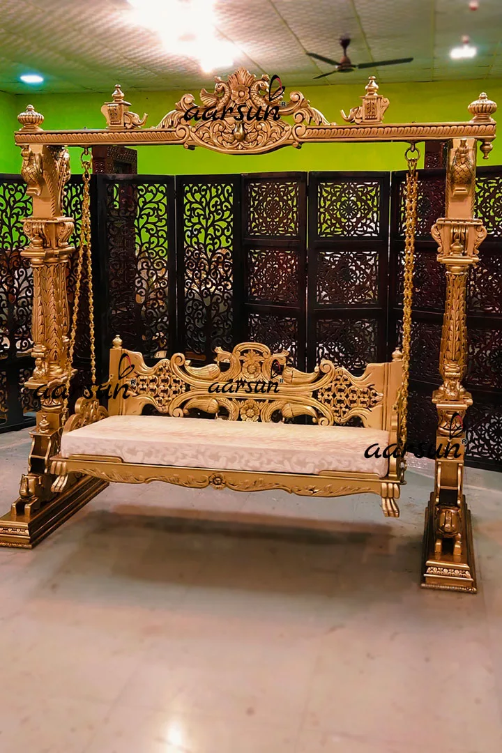 Antique Gold Painted Handcrafted Jhula view 5