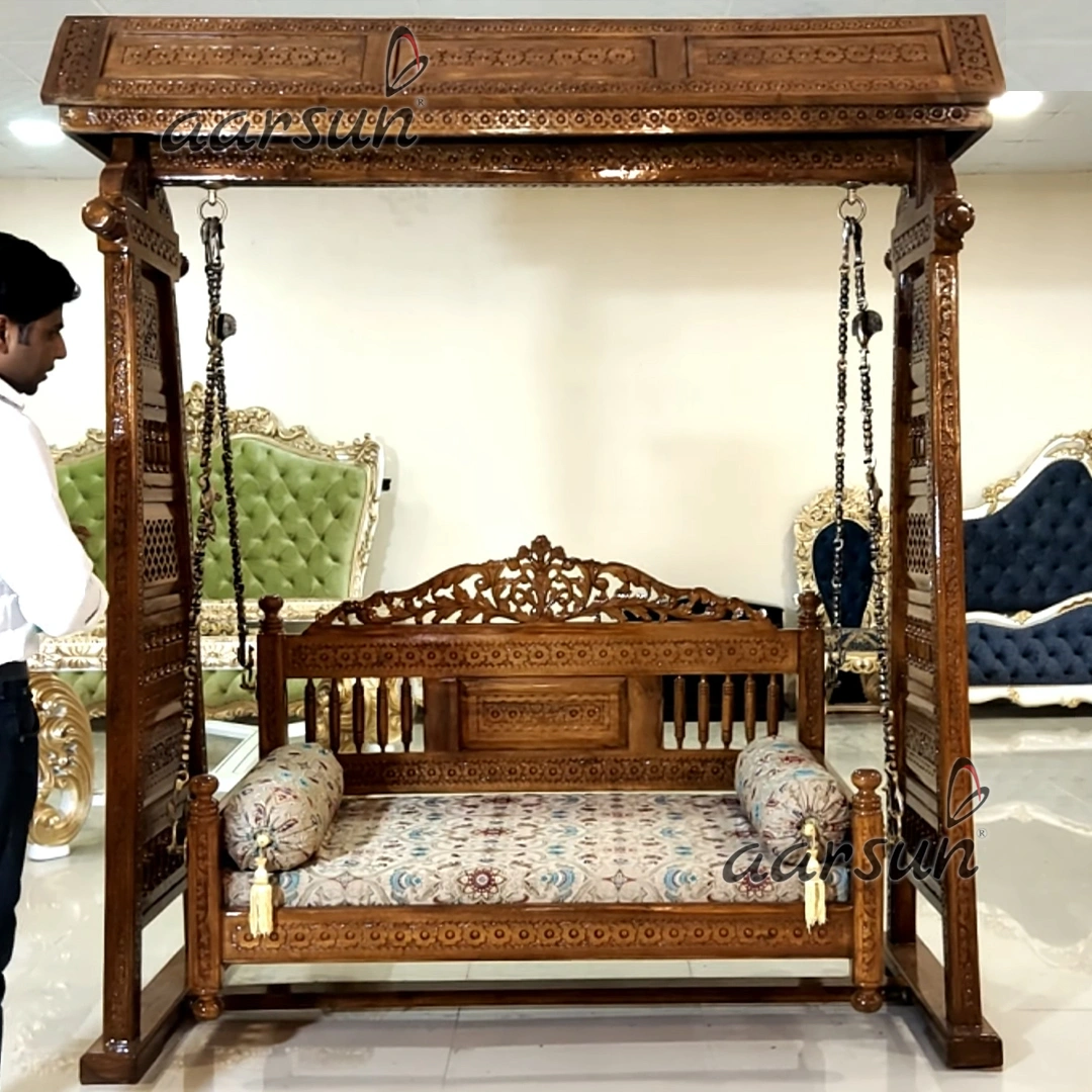 Canopy style Wooden Swing with Brass Chain 265 view 3