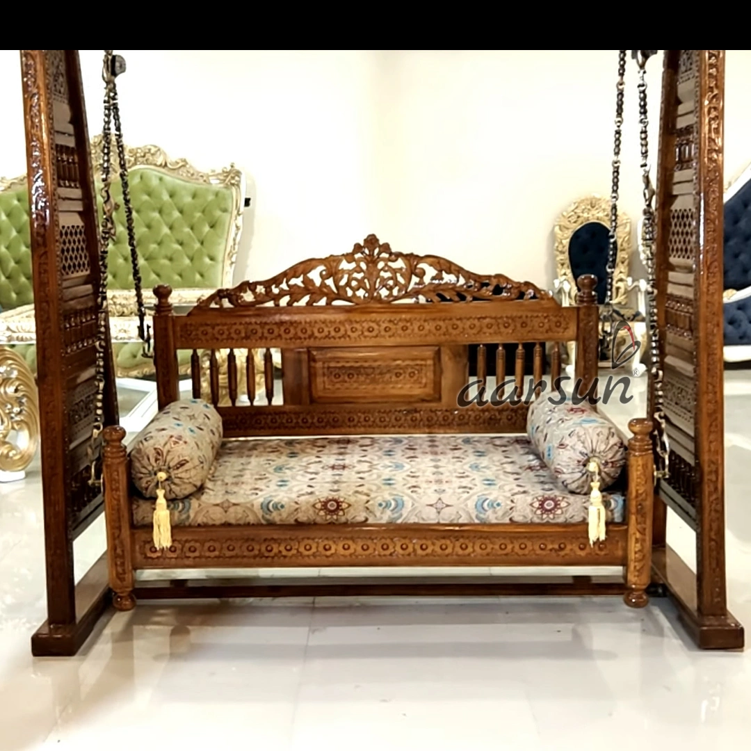 Canopy style Wooden Swing with Brass Chain 265 view 4