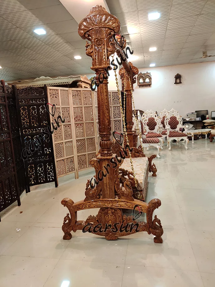 Carved Wooden Swing / Jhoola view 3