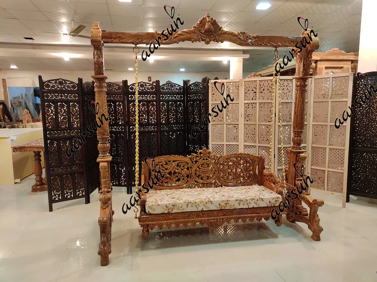 Carved Wooden Swing / Jhoola