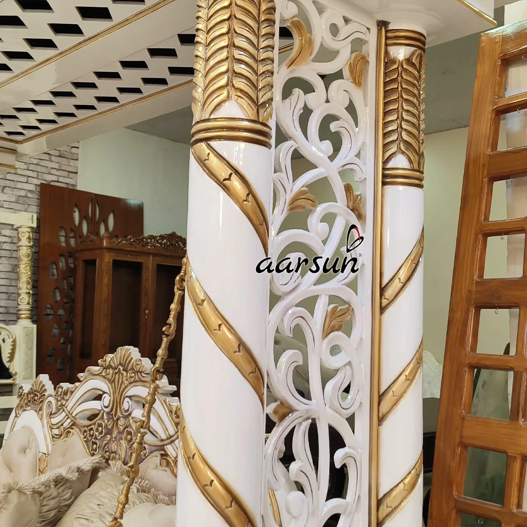 Classic White & Gold Wooden Swing view 7