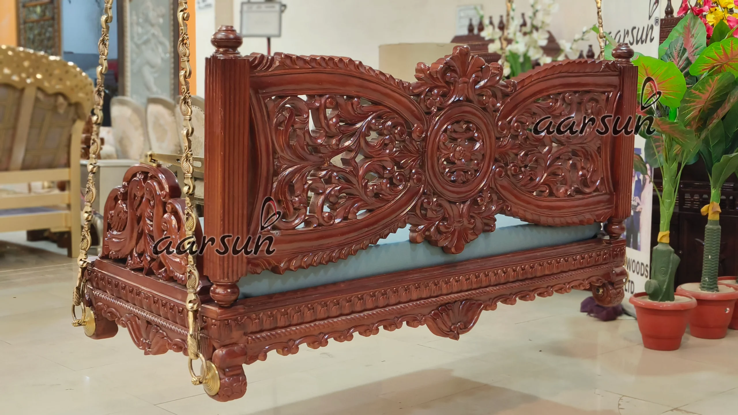Designer Hand-carved Reversible Swing view 3
