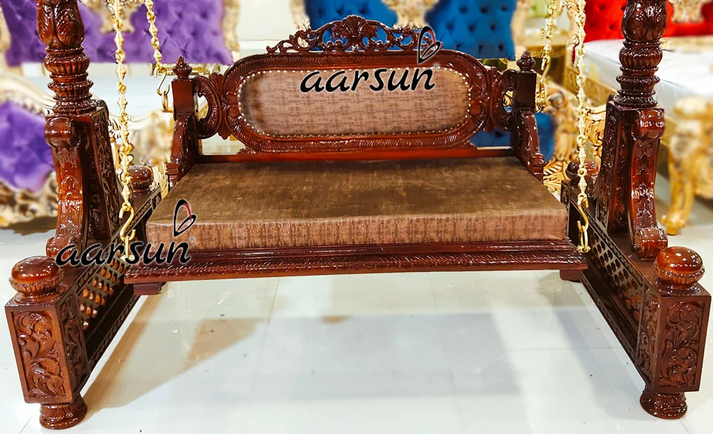 Double Carved Oonjal / Jhula in Teak Wood view 5