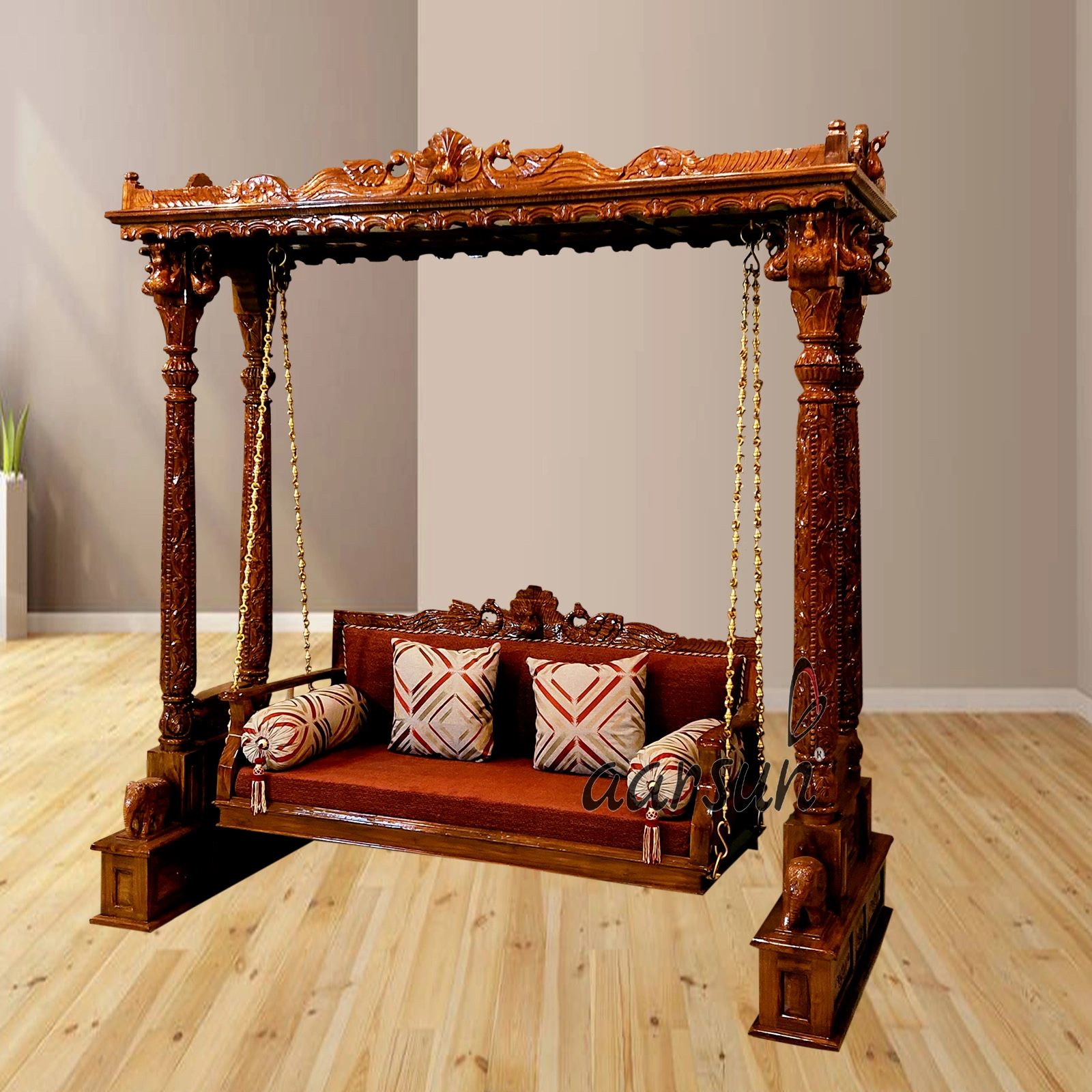 Handcrafted Indoor Jhoola with Full Roof view 4