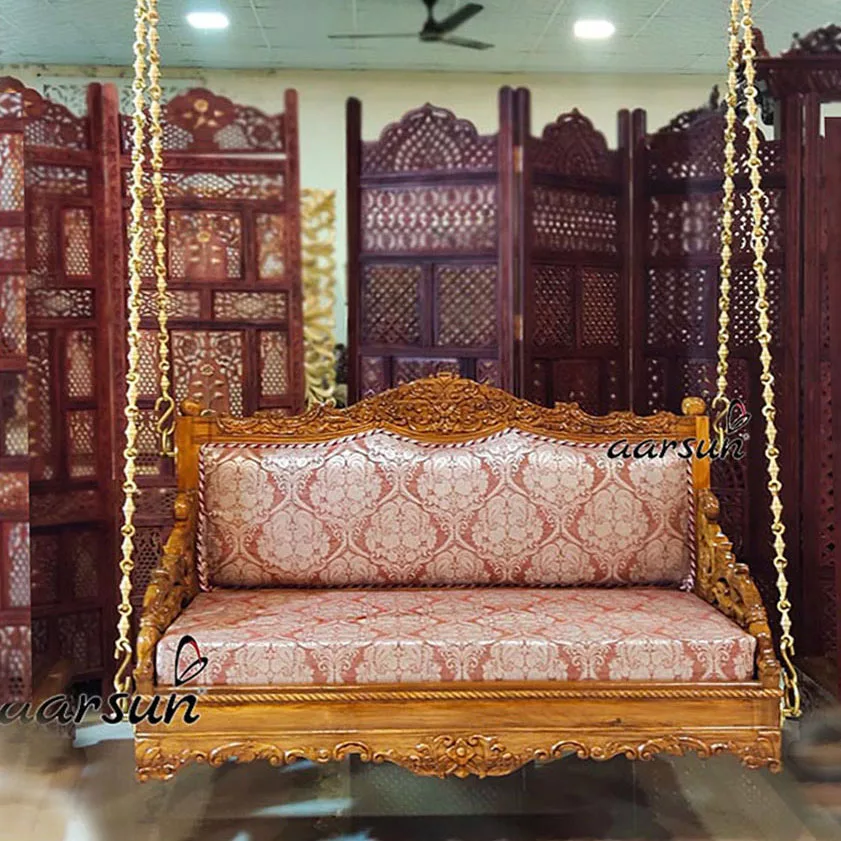 Indoor Carved Teak Wood Jhoola