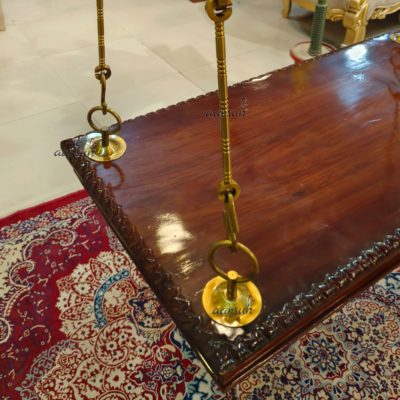Jhula Seat with Steel Chain Antique Brass Finish view 6