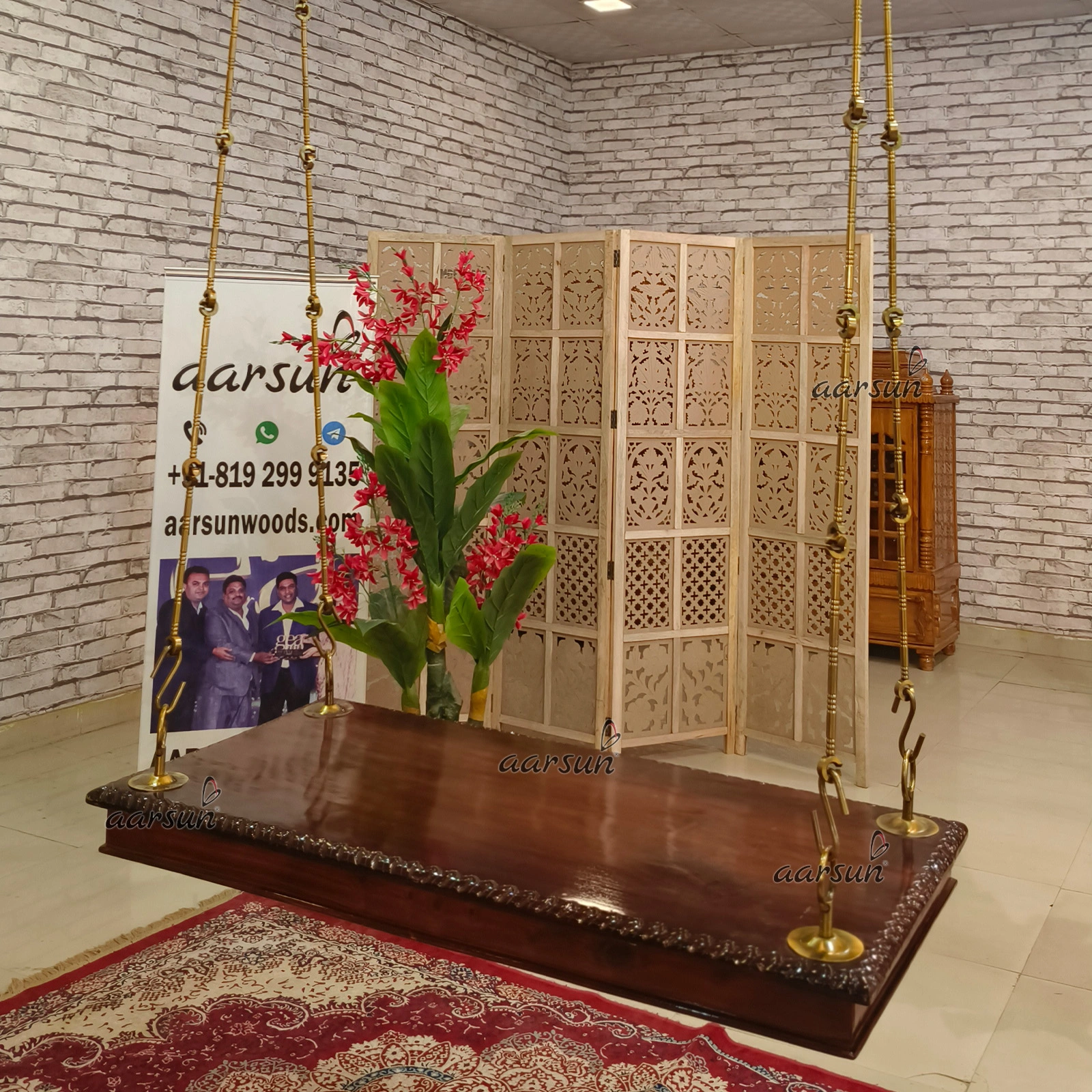 Jhula Seat with Steel Chain Antique Brass Finish