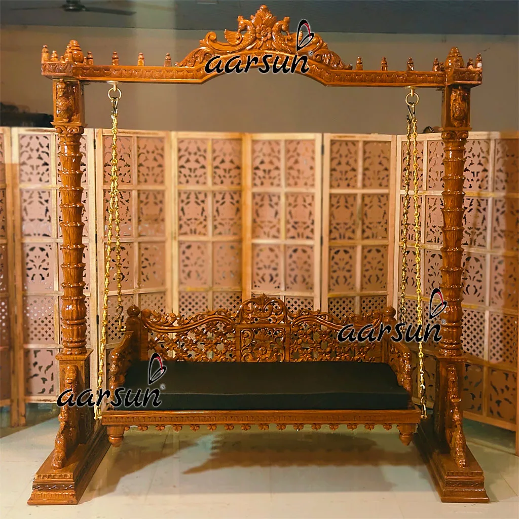 Peacock Design Wooden Swing