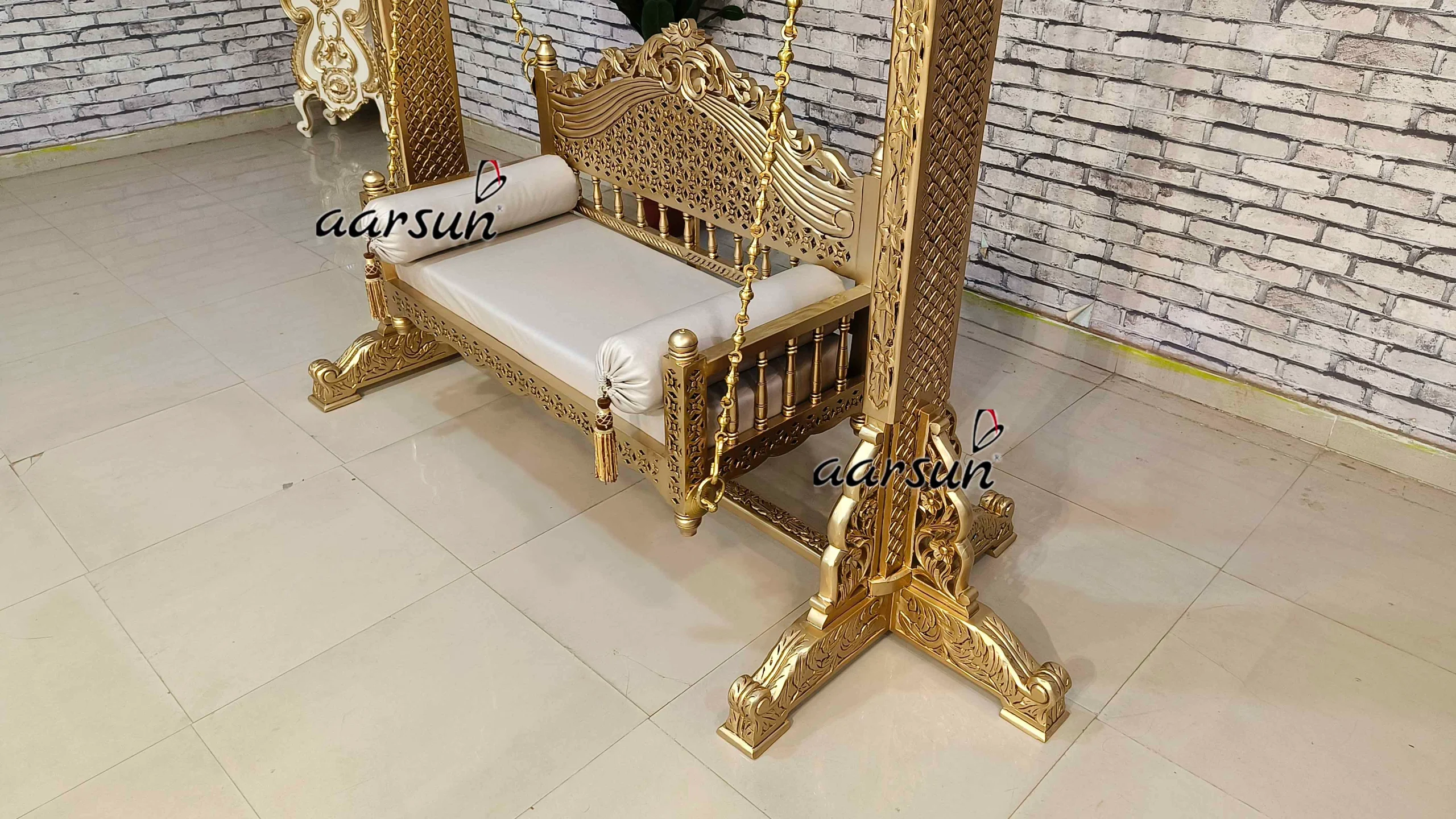 Premium Solid Wood Stand Swing for Big Living Room view 9