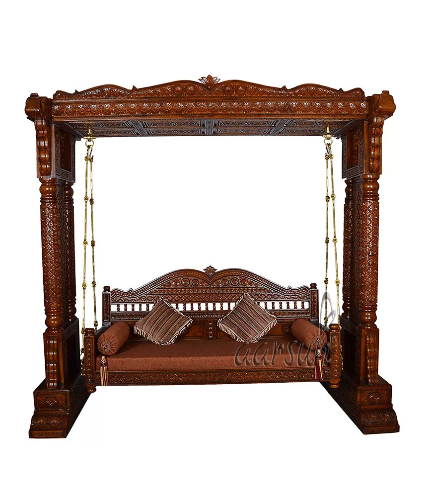 Traditional Hand Carved Wooden Jhoola view 3