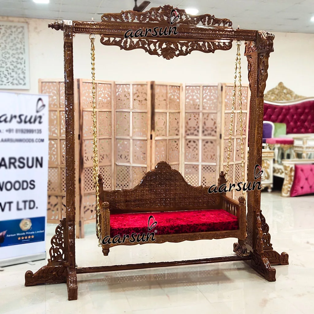 Wooden Elegantly Carved Swing