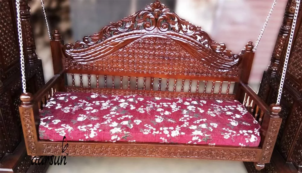 Wooden Swing / Jhula Floor Standing With Steel Chain view 8