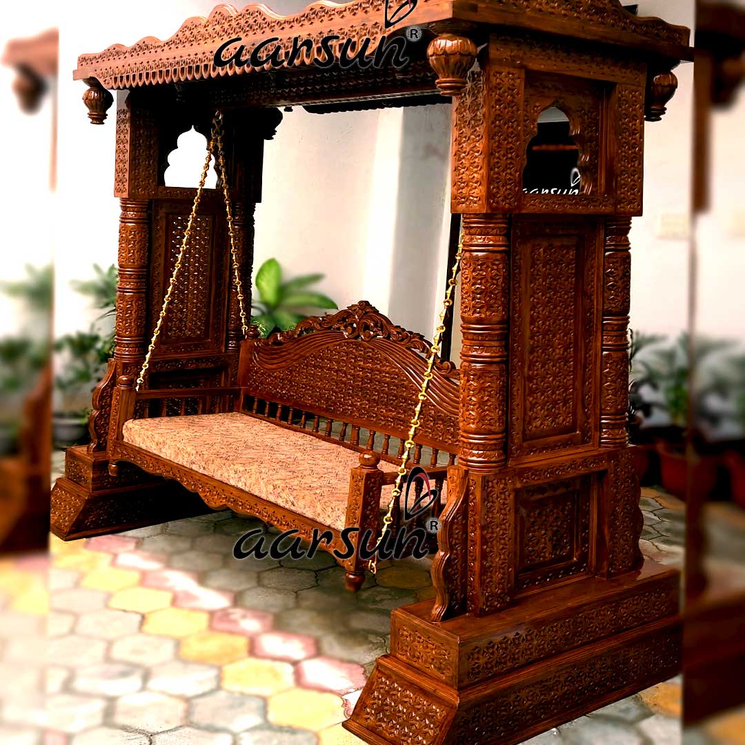 Wooden Swing Jhula Floor Standing view 3