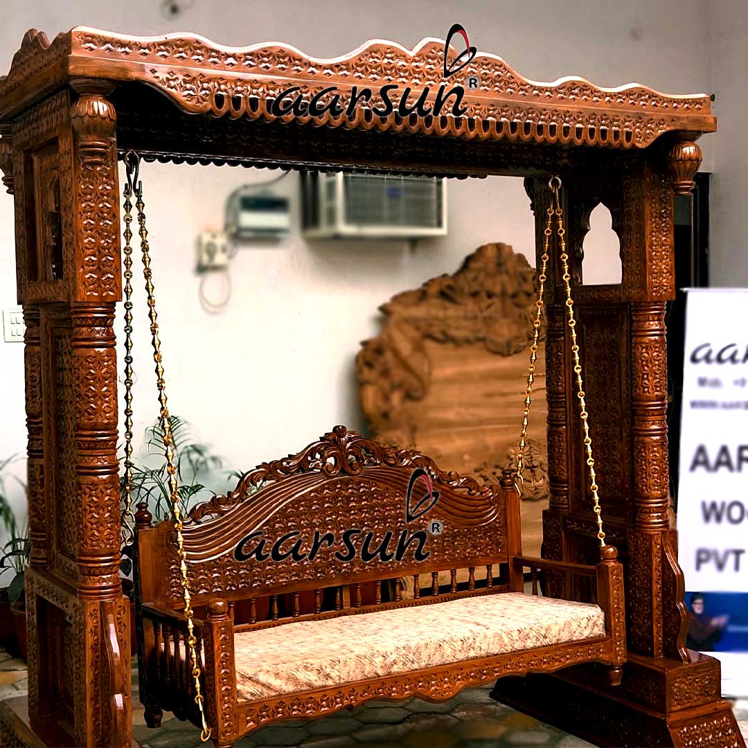 Wooden Swing Jhula Floor Standing view 4